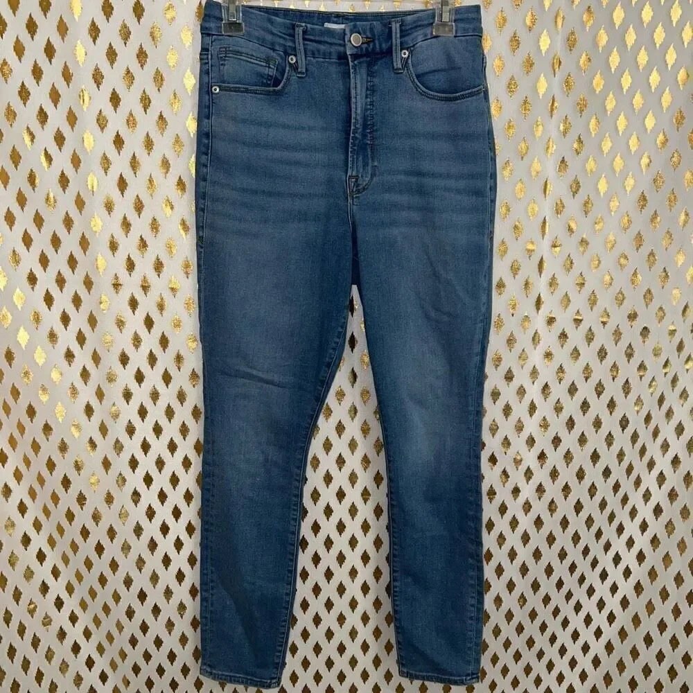 Good American jeans skinny stretchy light wash denim Khloe Kardashian size 10 - Picture 2 of 6